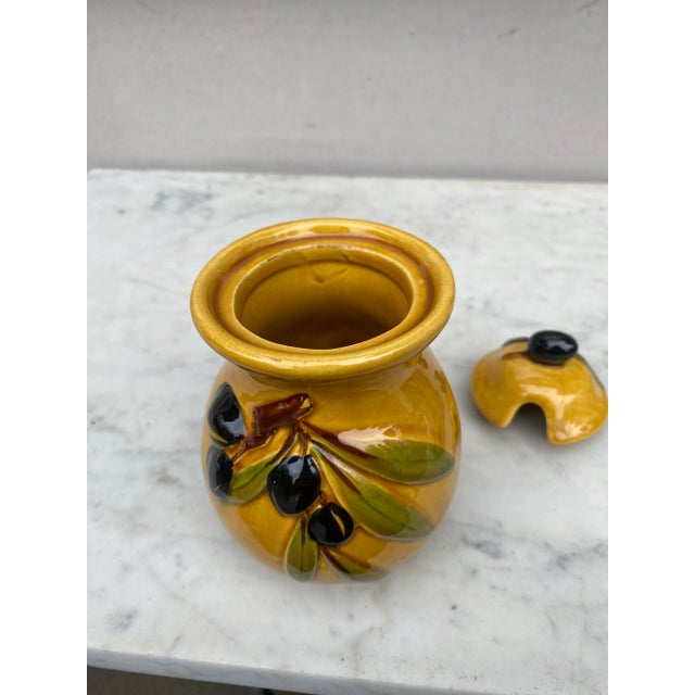 1950s French Majolica Olives Canister Vallauris, Circa 1950 For Sale - Image 5 of 7