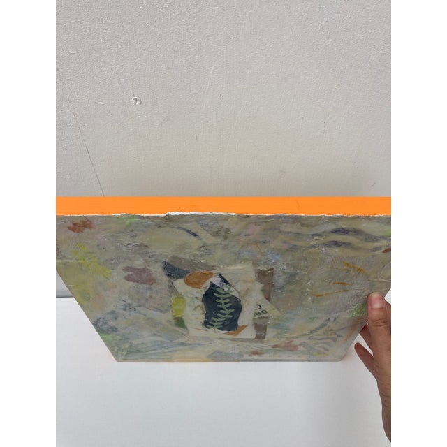 Mid-Century Modern Modern Collage and Encaustic on Wood 'Beanstalk' For Sale - Image 3 of 7