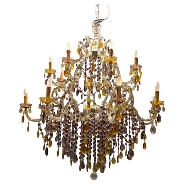 Large Murano Crystal Chandelier, 1960s For Sale