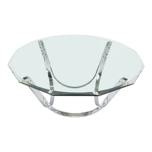 Roger Sprung 3/4" Beveled Glass Chrome Base Mid Century Modern Coffee Table