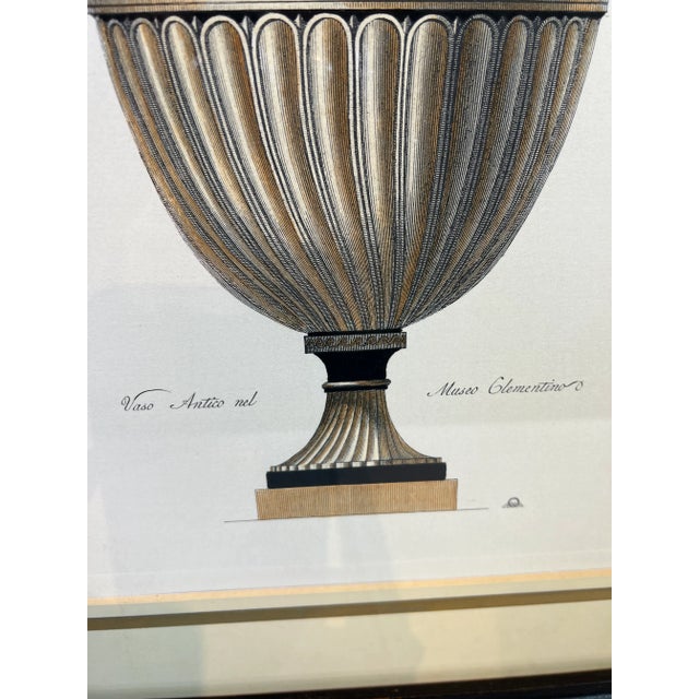 Cream 1990s "Vaso Antico Nel Musco Clementino" Italian Hand Etched Engraving, Framed For Sale - Image 8 of 13