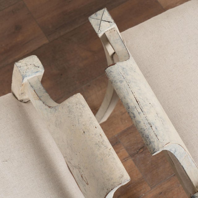 Wood Pair, Early 20th Century Swedish White Gustavian Tabouret Stools For Sale - Image 7 of 14