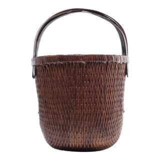 Chinese Bent Handle Fisherman's Basket For Sale