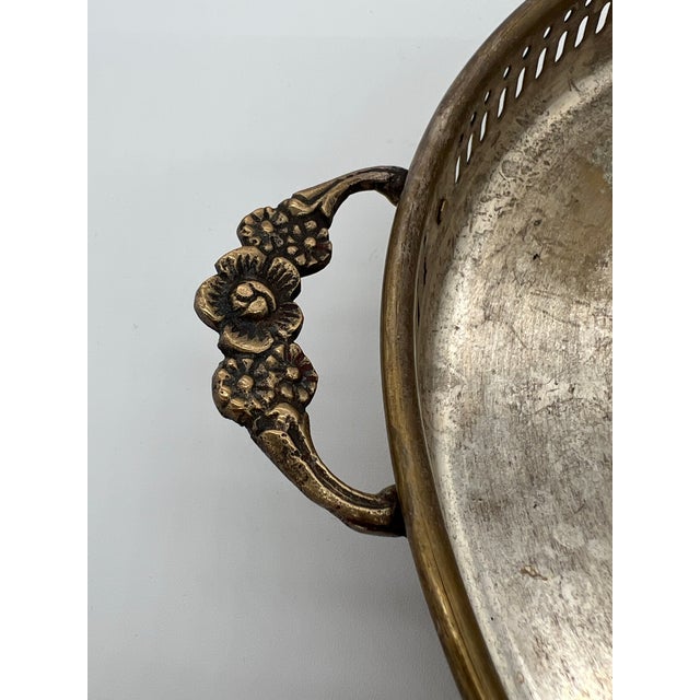 Brass Solid Brass Saudi Arabian Footed Serving Tray For Sale - Image 8 of 10