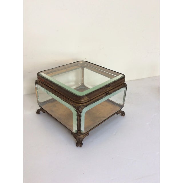 Nice extra large cut and beveled glass casket or display box. Perfect for displaying a crown or jewels.