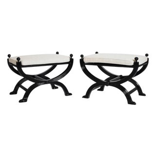 Set of Neocclassical Curule Stools with Lion Paws Feet, 1960s For Sale