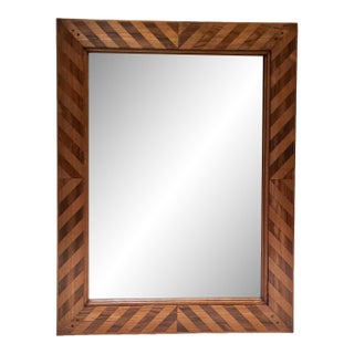 Oak and Mahogany Parquetry Mirror For Sale