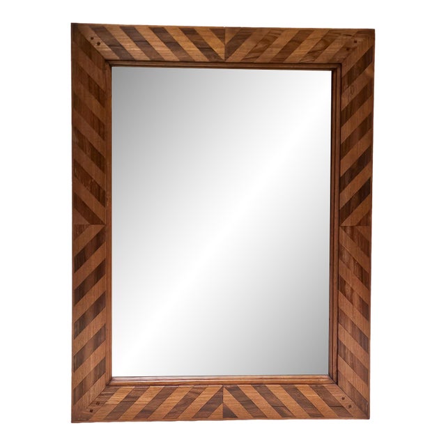 Oak and Mahogany Parquetry Mirror For Sale