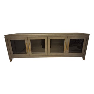 Restoration Hardware Grey Faux Shagreen Console/Cabinet For Sale
