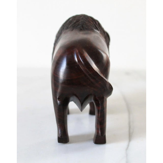 Brown Vintage Hand Carved Iron Wood American Buffalo / Bison Sculpture For Sale - Image 8 of 9