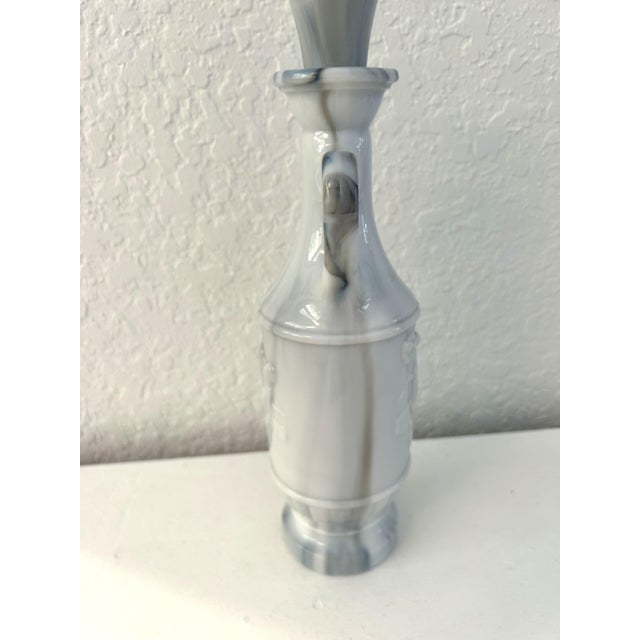 Hollywood Regency 1970s Blue Slag Glass Discus Thrower Decanter For Sale - Image 3 of 6