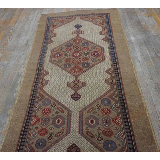 Late 19th Century Tribal Geometric Late 19th Century Antique Serab Hallway Runner Rug For Sale - Image 5 of 10