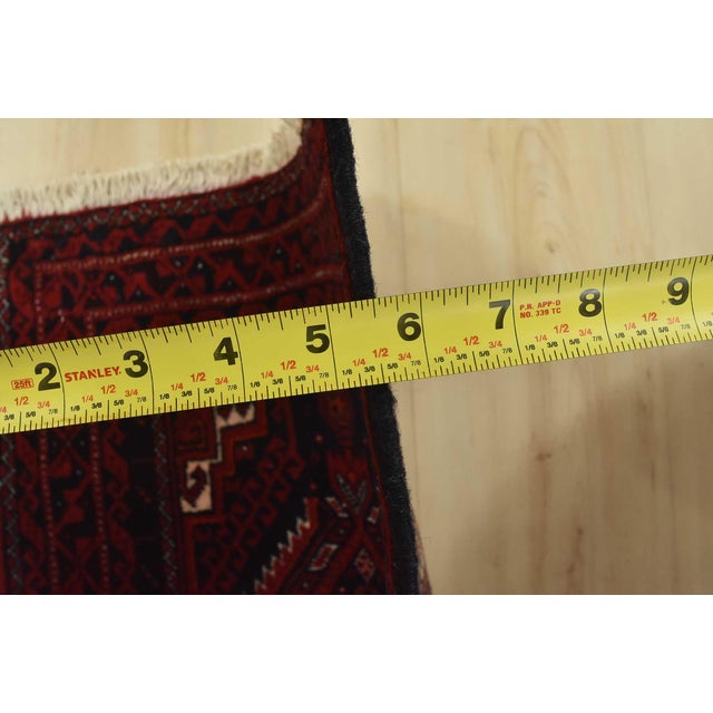 Baloch Runner 1’10” X 9’5” Blue Wool Vintage Tribal Hand-Knotted Rug For Sale - Image 10 of 12