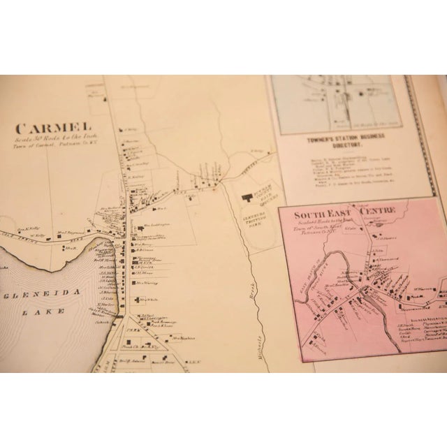 Rustic Antique Carmel NY map For Sale - Image 3 of 7