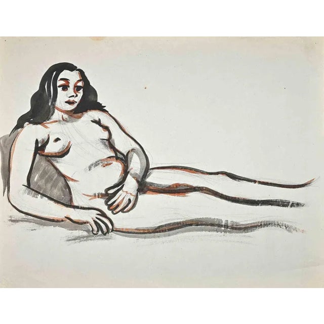 Nude is an original drawing in watercolor, realized in the Mid-20th Century by Jean Delpech (1916-1988). Good conditions...