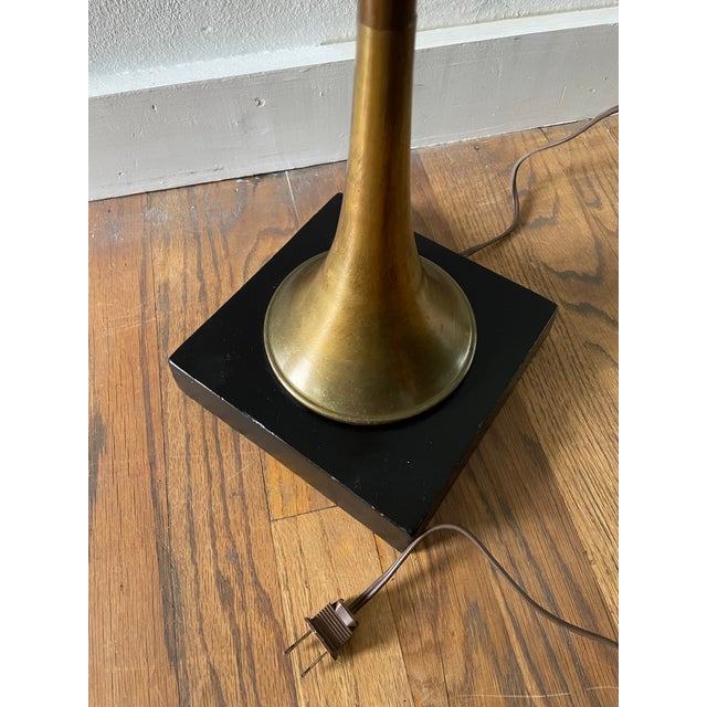 Gold 1972 Chapman Hunting Horn Form Floor Lamp With Black Base — Mid-Century Modern For Sale - Image 8 of 11