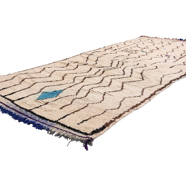 21983 Vintage Azilal Moroccan Rug, 03'09 x 09'00. The Sacred Current: A Vintage Moroccan Azilal Masterpiece of Ancestral...