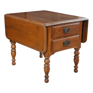 Late 20th Century Ethan Allen Heirloom Colonial Early American Nutmeg Maple Drop Leaf Table 8644 For Sale