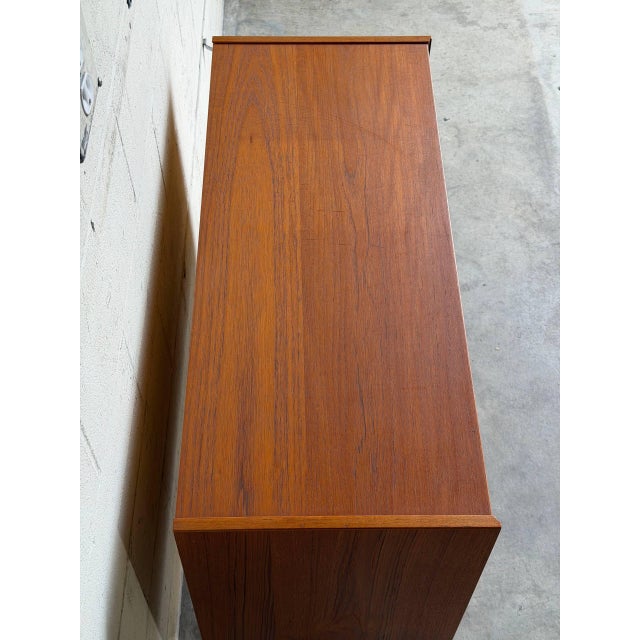 Danish Teak Glass Door Cabinet Small Display Case Low Bookcase Storage Unit Denmark 1960s For Sale - Image 9 of 10