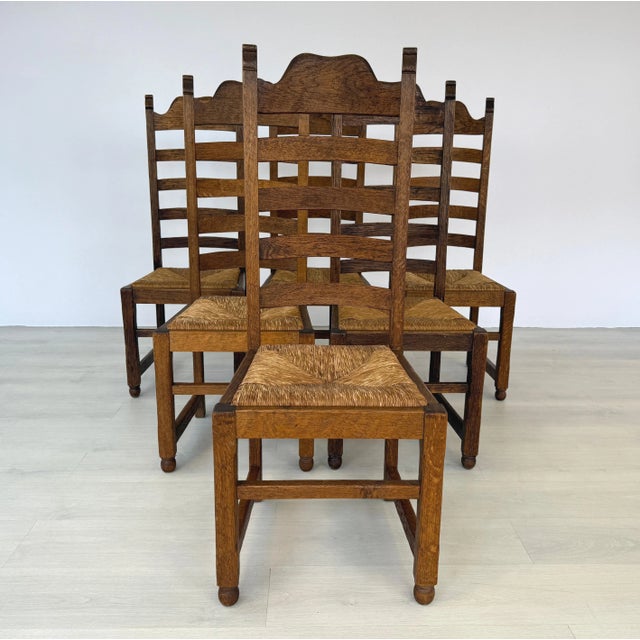 Farmhouse French Farmhouse Ladder Back Dining Chairs – Set of 6 For Sale - Image 3 of 13