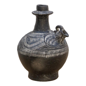 Zoomorphic Peruvian Chimu Blackware Vessel