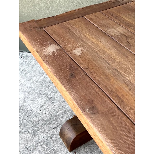 Vintage Rustic Wood Dining Table For Sale - Image 9 of 12