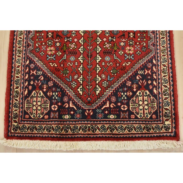Textile Abadeh Runner 2’4” X 4’10” Red Wool Vintage Tribal Hand-Knotted Rug For Sale - Image 7 of 9