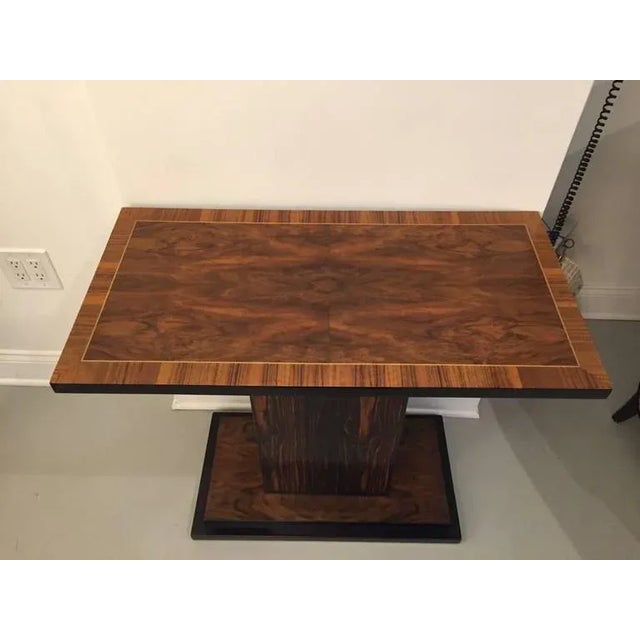 Stunning French Art Deco Macassar ebony accent table. Beautiful wood with ebony accents. Perfect for any room in your home...