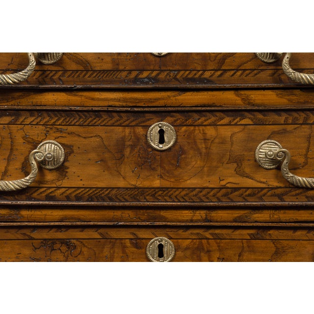 English 1800s George III Burl Wood Four-Drawer Commode with Feather Banding For Sale - Image 12 of 12