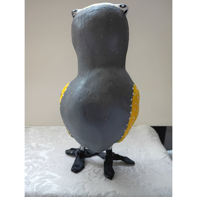Folk Art Whimsical Handmade Paper Mâché Folk Art Owl Figurine - For Sale - Image 3 of 8