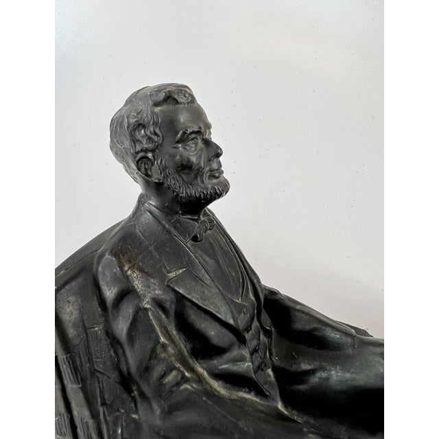 Contemporary Bookends VTG Nuart Abraham Lincoln in Throne Chair Bronzed Finish. Art Metal Co. 1924 For Sale - Image 3 of 7