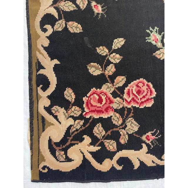 Textile Antique Needlework Floral Rug For Sale - Image 7 of 9