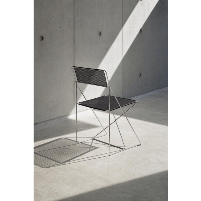 Vintage Minimalist Metal X-Line Chairs by Niels Jørgen Haugesen for Hybodan, 1970s, Set of 4 For Sale - Image 4 of 18