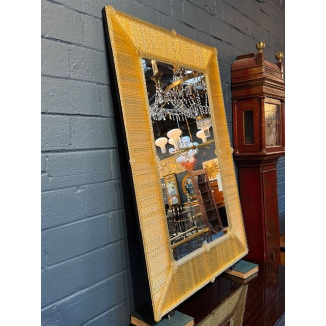 Early 21st Century Modern Gold Murano Glass Twist Rod Mirror For Sale - Image 5 of 5