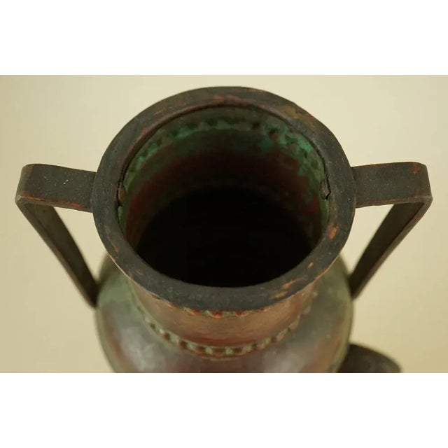 20th Century Art Deco Pointed Amphora Vase with Copper Stand attributed to Claudius Linossier, France, 1930s, Set of 2 For Sale - Image 10 of 18