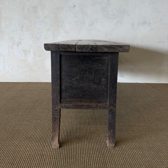 Wood Antique Elm Wood Console With Painted Finish 7 Drawers 74" For Sale - Image 7 of 14