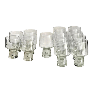 Vintage Libbey Glass Riviera Controlled Bubble Goblets in 2 Sizes, 14 Pieces