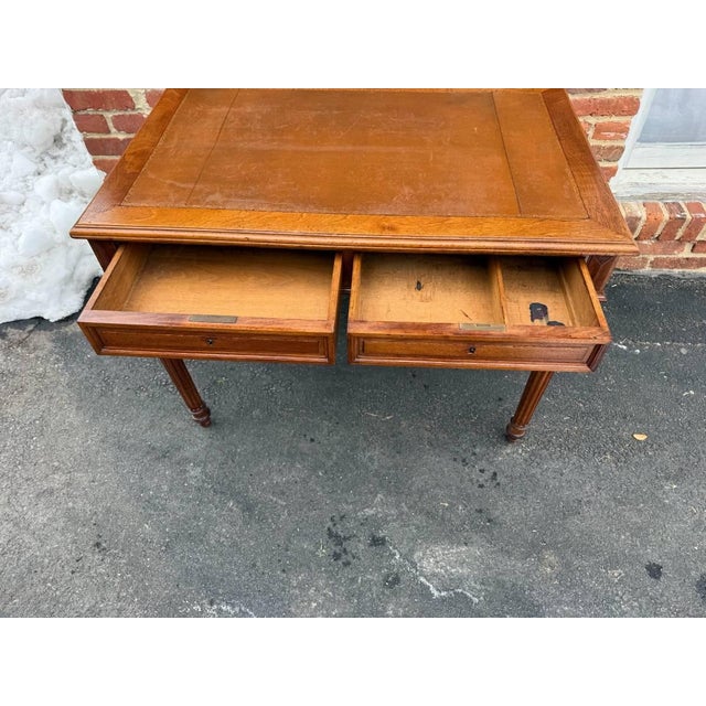 Antique Victorian Style Tooled Leather Writting Table Desk For Sale - Image 9 of 17
