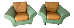 Roche Bobois Leather Account Lounge Chairs - A Pair - Custom Made