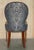English Elm Hall Chairs with Damask Upholstery, Set of 2 For Sale - Image 6 of 18