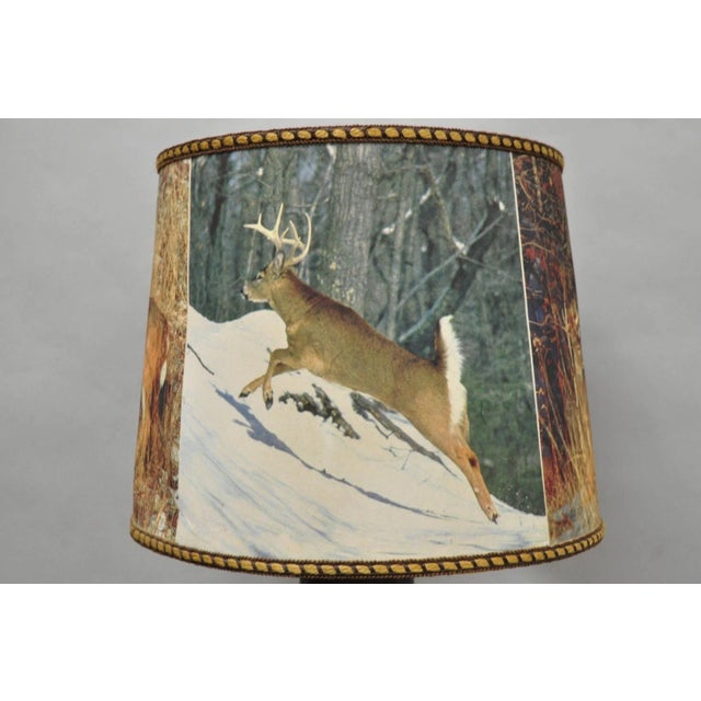 Late 20th Century Vintage Rustic Taxidermy Tripod Deer Hoof Foot Cabin Decor Table Lamp W/ Shade For Sale - Image 5 of 17