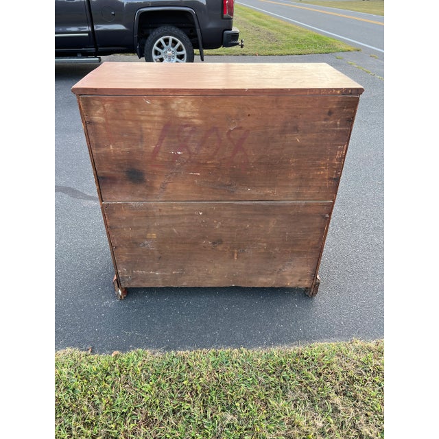 Antique Pine Chippendale Chest on Bracket Base With Double Drawer Dated 1808 For Sale In Boston - Image 6 of 11
