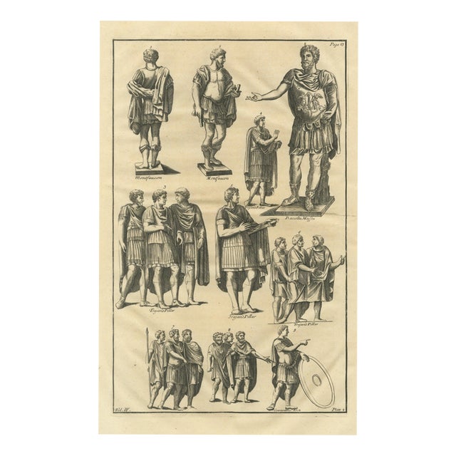 Montfaucon, Roman Officers from Trajans Column and Constantines Arch, 1722, Engraving For Sale