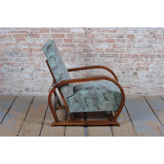 Czech Art Deco Walnut and Chrome Reclining Armchair, 1930s For Sale - Image 3 of 18