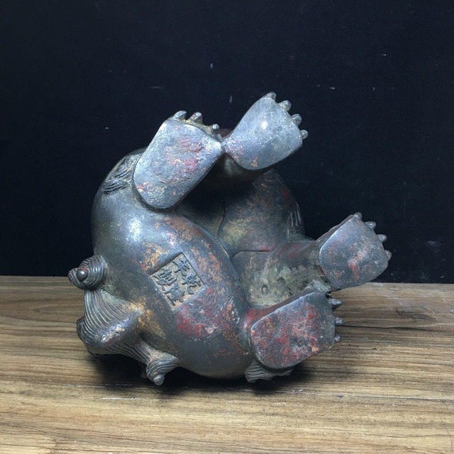 Vintage Bronze Guardian Lion Censer - Statue Incense Burner For Sale - Image 9 of 9