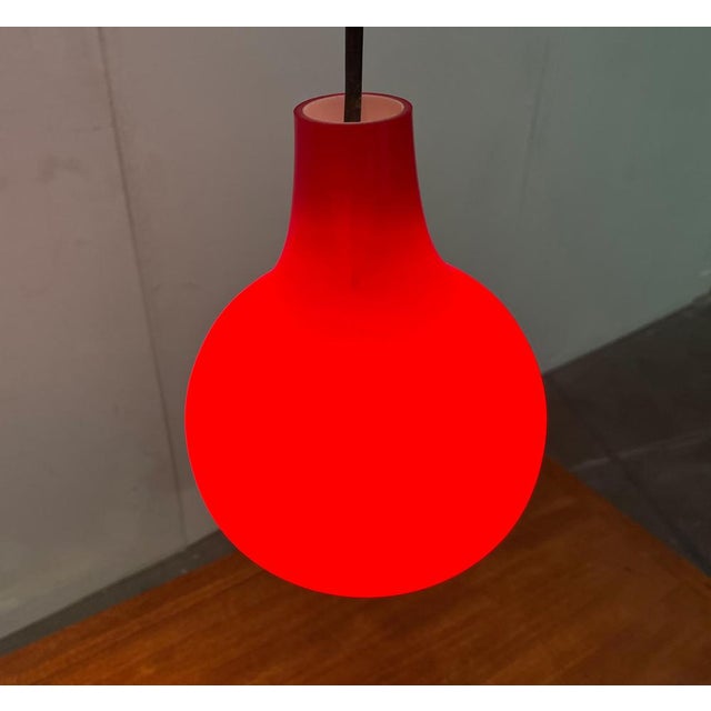 Mid-Century German Red Glass Pendant Lamps from Peill & Putzler, 1960s, Set of 2 For Sale - Image 11 of 18