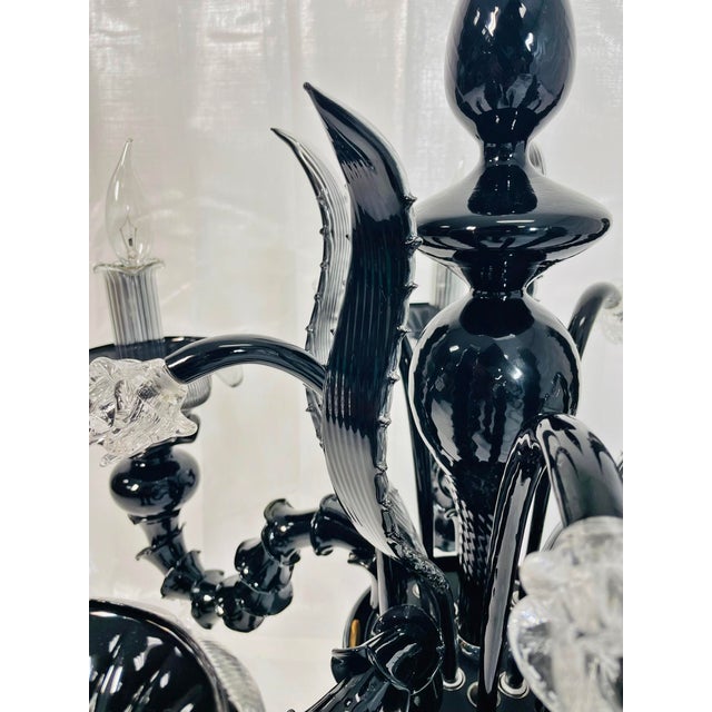 1990s Monumental Black Murano Glass Five-Arm Candelabra From the Spelling Manor For Sale - Image 13 of 18