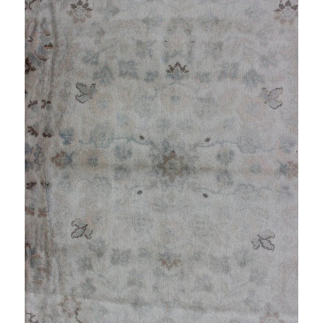 Textile Neutral Vintage Turkish Oushak Rug With Floral Design and Medallions For Sale - Image 7 of 9