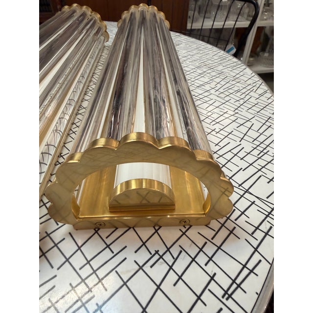 Thick Tubular Glass and Solid Brass Wall Sconce For Sale - Image 10 of 12