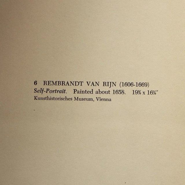 1950s 1954 After Rembrandt Van Rijn "Self-Portrait", Vintage Full-Color Print For Sale - Image 5 of 8